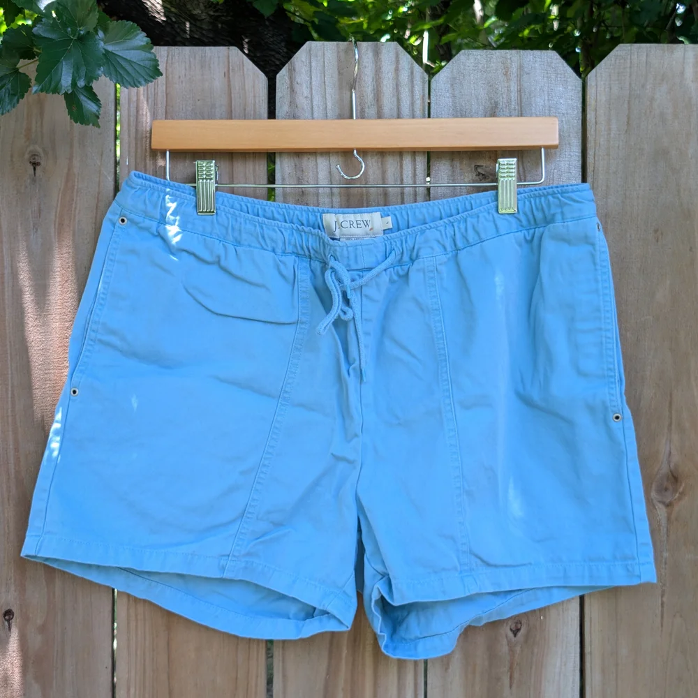J Crew Blue Tie Waist Cotton Women's Shorts